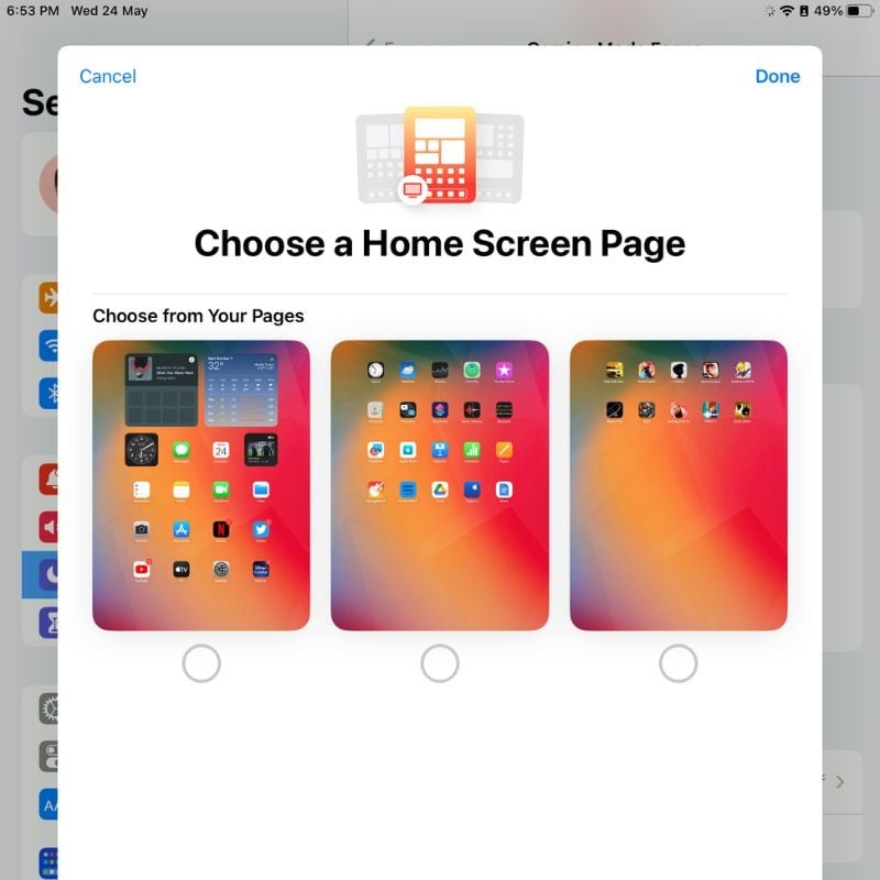 select home screen